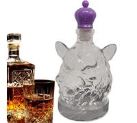 Whiskey Bottle | Wild Boar Glass Art Statue Whiskey Decanter - Home Decor for Men Husband Shelf Living Room Cabinet Drinks Brandy Tequila Bourbon Bar Birthday Party Father's Day