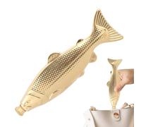 Whiskey Bottles 5 oz Fish Shape Camping Drinkware | Stainless Steel Drinking Bottles for Adults with Lid for Men Women Pocket Camping Hiking Outdoor Party Gold