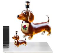 Whiskey Bottles, Dachshund Shaped Alcohol Bottles, 6.69x6.5x2.76 inches Decorative Animal Statue, Wine Container Transparent Decanter for Birthday, Housewarming
