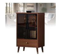 Whiskey Cabinets for Home, Freestanding Wine Bar Cabinet, Wooden Side Board Buffet Cabinet with Transparent Cabinet Door Design for Dining Room Furniture Home Bar