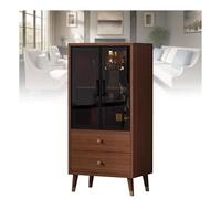 Whiskey Cabinets for Home, Freestanding Wine Bar Cabinet, Wooden Side Board Buffet Cabinet with Transparent Cabinet Door Design for Dining Room Furniture Home Bar