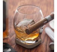 Final Touch Whiskey Cigar Glass with Adaptable Cigar Holder (GS130)