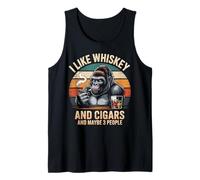 Whiskey Cigars Gorilla Drinking Bourbon Alcohol Lover Tank Top