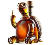 Whiskey Decanter, 350ml Turtle Wine Decanter Showing Its Middle Finger, 5.1x5.1x7.1" Transparent Glass Whisky Flask with Stopper
