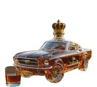Whiskey Decanter, 400ml Car Shape Novel Glass Bottle Decanter 3D Sports Car Design for Men, Mustang Liquor Dispensing Container for Home Bar Drinking Party A