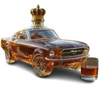 Whiskey Decanter, 400ml Sports Car Shape Glass Bottle, 3D Racing Car Design, Unique Gift for Men, Dad, Husband, Home Bar and Party Centrepiece (D)