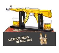 Whiskey Decanter AK47 Set with 2 Whiskey Glasses, Gifts for Men Dad, Unique Anniversary Birthday Gift for Him Husband, Cool Personalized Presents liquor dispenser for Home Bar (12 Oz)