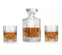 Whiskey Decanter and Whisky Glasses Dublin 3 pc set, 28 OZ Elegant Crystal Decanter for Scotch Whiskey and Airtight Stoppe,A Great Gift for Men / Women on Birthday / Father's Day