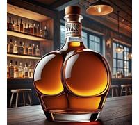 Whiskey Decanter - Art Statue, 300ml Handcrafted Peach-Shaped Whiskey Decanter Sculpture, Leak-Proof Glass Bottle with 4 Glasses, Featuring A Beautiful Woman with A Large Bottom(E)