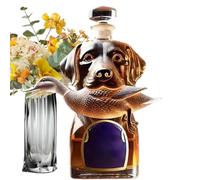 Whiskey Decanter Bottle - Airtight Glass Liquor Holder with Dog Sculpture, Specs, Artistic Spirits, Thick Bifocals, Craft | Decorati Solution