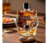 Whiskey Decanter Bottle - Art Statue, 300ml Gulong Head/Wolf Heads Whiskey Decanter Ornaments, Premium High Borosilicate Glass Wine Bottle Statues, Liquor Carafe Sculptures(Wolf Head)