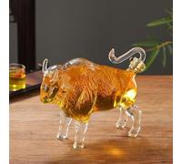Whiskey Decanter Bottle - Art Statue, 500ML/750ML Funny Animals Whiskey Decanter Sculptures, 2025 New Glass Animal Whiskey Bottle Statues, Holiday Gift Ornaments(Cow(750ML))