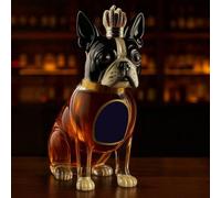 Whiskey Decanter Bottle - Art Statue, Boston Terrier Dog Shaped Whiskey Wine Bottle Sculpture, Novelty Glass Whiskey Decanter, Handcrafted Animal Theme Empty Wine Carafe(#3)