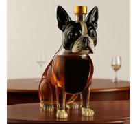 Whiskey Decanter Bottle - Art Statue, Boston Terrier Dog Shaped Whiskey Wine Bottle Sculpture, Novelty Glass Whiskey Decanter, Handcrafted Animal Theme Empty Wine Carafe(#2)