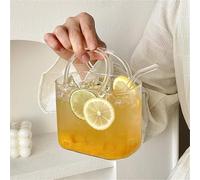 Whiskey Decanter Bottle - Art Statue, Glass Purse Wine Bottle Statues, Clear Bag with Handle Whisky Bottles Sculptures, Clear Glas Bag Vase Wine Bottles Ornaments