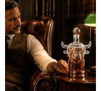 Whiskey Decanter Bottle, Highland Cow Whiskey Decanter, 3D Glass Wine Bottle, Unique Animal Head Design, Ideal for Spirits, Home Bar & Gift