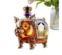 Whiskey Decanter Bottle - Pig Art Crystal Whisky Decanter | Hand Blown Whiskey Glasses Decanters | Decorative Liquor Bottle Holder for Home Bar, Dining Room | Funny Animal