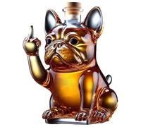 Whiskey Decanter, French Bulldog Liquor Transparent Glass Decanter, Funny Wine or Liquor Decanters Showing Its Middle Finger for Wine, Tequila