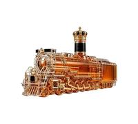 Whiskey Decanter, Glass Train Decanter Bottle, Creative Design | Clear Glass Locomotive Decanter, Crowned Design, Sturdy Base, For Whiskey Display, Home Bar Decor, Party, Gifting