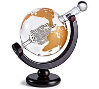 Whiskey Decanter Globe Gift Set - Rich Base Tray - Gold Whiskey Dispenser Airtight Stopper for Wine, Bourbon, Brandy, Juice, Water - Decanter Sets For Men Christmas Gifts for Dad Boyfriend Husband Him