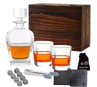 Whiskey Decanter Set 700ML Classic Carafe Whiskey Gift Sets for Men Whisky Set Glass Gifts for Men Inc. 2 Whiskey Glasses, 8 Whiskey Stones, Accessories