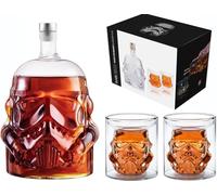 Whiskey Decanter Set Flask Carafe Decanter with 2 Glasses, Transparent Creative Whiskey Decanter for Brandy, Scotch, Vodka, Liquor, Gifts for Men