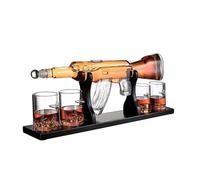 Whiskey Decanter Set, Rifle-Shaped Whiskey Decanter + a Set of 4 Whiskey Glasses with Engraving -Wine Decanter Gun