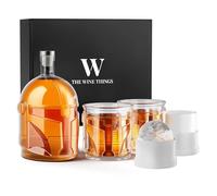 Whiskey Decanter Set with 2 Glasses & 2 Large Ice Ball Molds, Helmet Glass Decanter Set for Vodka Bourbon Brandy, Gifts for Men Dad Husband Brother Boyfriend, Cool Drinking Accessories for Home Bar