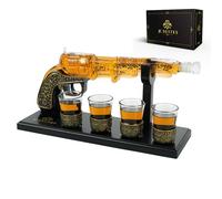 Whiskey Decanter Set with Glasses - Gun Decanter Set for Whiskey with 4 Shot Glasses Stand Funnel & Gift Box, Whiskey Decanter Sets for Men, Liquor Dispenser Set for Tequila & Alcohol for Home Bar