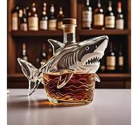 Whiskey Decanter - Whiskey Bottle, Handblown Glass Shark Whiskey Bottle Sculpture, Novelty Leakproof Wine Bottles, 300MLWhiskeys Decanter Statue, Home Bar Decor Unique Gift(Shark)