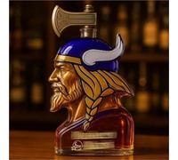 Whiskey Decanter - Whiskey Bottle, Viking Whiskey Decanter Statue, Human Head Wine Bottle, Pure Handmade Lead-Free Glass Sculpture, Heroic Tribal Legend