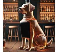 Whiskey Decanter Wine Bottle - Art Statue, Labrador and German Shepherd Shaped Whiskey Bottle, Hand-Blown Glass Animal Decanter, Unique Liquor Dispenser(A)