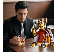 Whiskey Decanter Wine Bottle - Art Statue, Turtle Whiskey Decanter Statue, Funny Middle - Finger - Pose Design, Funny Animals Sculptures, Versatile for Multiple Alcohol