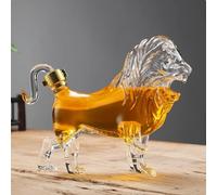 Whiskey Decanter Wine Bottles Art Statue Figurine - 3D Lion Modeling Fun Wine Bottle, Animal Theme Glass Whiskey Decanter Art Statue, Liquor Storage Container, Home Bar Decorative Gifts(500ml)