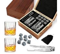 Whiskey Gift Sets for Men, Whiskey Glass Set, Birthday Gifts for Husband | Whiskey Glasses Set of 2 & Polished Whisky Stones Gift Set, Personalised Whiskey Glass, Whisky Glass For Scotch, Bourbon