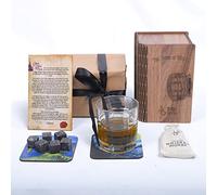 Whiskey Gift Sets For Men - Whisky Gift Set Gift-Wrapped Large Old Fashioned Whisky Glass - 8Pcs Whisky Stones - Perfect Whiskey Stones Gift Set - Perfect for 50th birthday gifts men - Best Man Gift