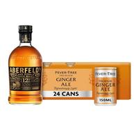 Whiskey & Ginger Cocktail Bundle with Aberfeldy 12 Year Old Single Malt Scotch Whiskey 70cl / 700ml + Fever Tree Refreshingly Light Ginger Ale 24x150ml