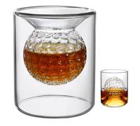 Whiskey Glass, 50ML/90ML Dual Purpose Rum Glasses, Golf Gifts for Mens Golfers, Embedded Golf Ball Shape Whisky Glasses Rocks Glass Perfect Drinking Tumblers for Home Bar Party Birthday Gifts