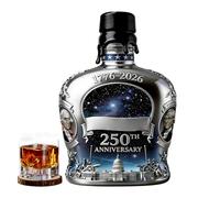 Whiskey Glass Bottle | 350ml America 250th Anniversaries Bourbon Decanter - Collectible Liquor Decanter | for Bartenders Enthusiasts Collectors Home Bar Display Cabinet Restaurants Hotels Clubs