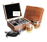 Whiskey Glass Rum Tumblers Gifts Whisky Set with 2 Glass, 8 Whiskey Stones, Accessories Christmas Valentines Fathers Day Birthday Santa for Men Dad Him Grandad Teacher Boyfriend (GIFT SET 3)