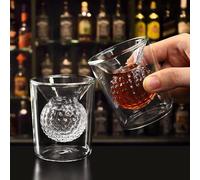 Whiskey Glass Set of 2, Golf Gifts for Men, Whiskey Glasses with Golf Ball Shape Embedded, Perfect Drinking Accessory and Home Bar Party Birthday Gifts