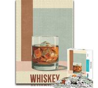 Whiskey Glass with Ice Cubes Wooden Picture Puzzle for Adults, 500 PCS