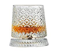 Whiskey Glasses | Clear with a 360 Degree Rotating Coaster | Red Wine | For Drinking By Men, Fathers And Spouses During Parties, Christmas, Birthdays And Holidays