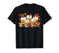 Whiskey Glasses Collection Thanksgiving Fall Leaves Drinker T-Shirt
