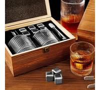Whiskey Glasses Gift Set - Premium Heavy Glasses with Chilling Stones,Whiskey Stones Gift Set,Best Drinking Gifts for Men Dad Husband Boyfriend Birthday Anniversary Christmas