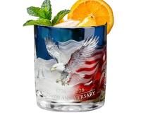 Whiskey Glasses - Patriotic Eagle Wide Base, 200g Weight Bourbon Tasting Cup, America 250th Celebration Drinkware, Thick Crystal Crafted Spirit Mug | Alcohol Tumblers for Dads & Husbands