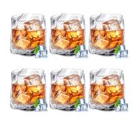 Whiskey Glasses Set of 6, 200 ml Transparent Irregular Crystal Whiskey Glasses, Drinking Glasses, Iced Coffee Glasses, Cocktail Glasses, Whiskey Glasses for Bourbon Old-Fashioned Cocktails Whisky Gift