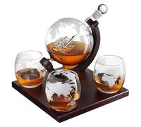 Whiskey Global Decanter Set with 4 Glass Glasses