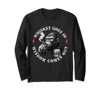 Whiskey Goes in Wisdom Comes Out Funny Monkey Gift Men Women Long Sleeve T-Shirt