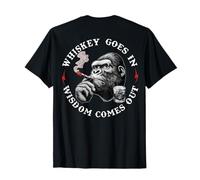 Whiskey Goes In Wisdom Comes Out Funny Monkey T-Shirt